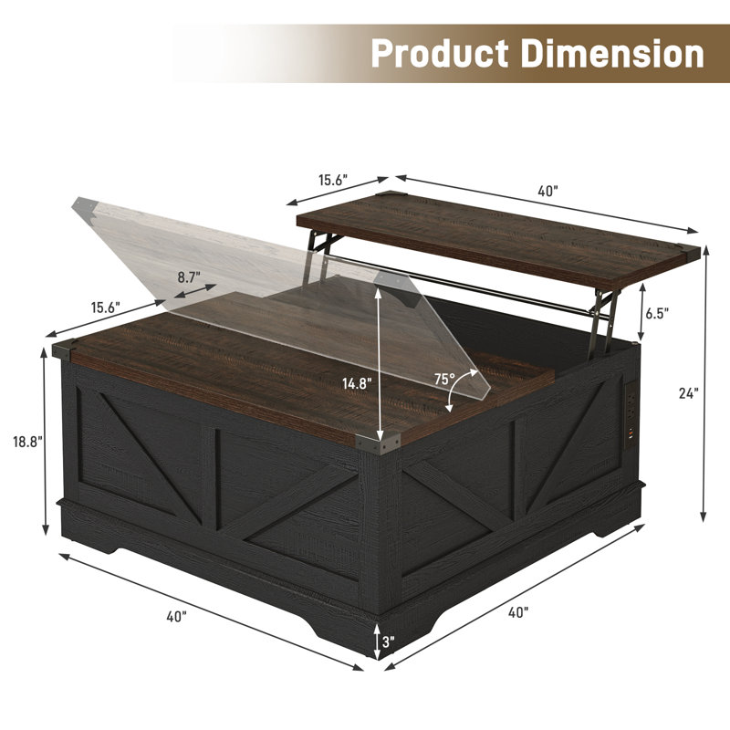 Table basse 40 po Vardell, Noir