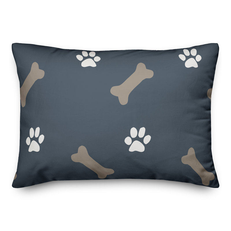  Coussin décoratif intérieur / extérieur en polyester à imprimé animal, H 14 po x l 20 po, Bleu
