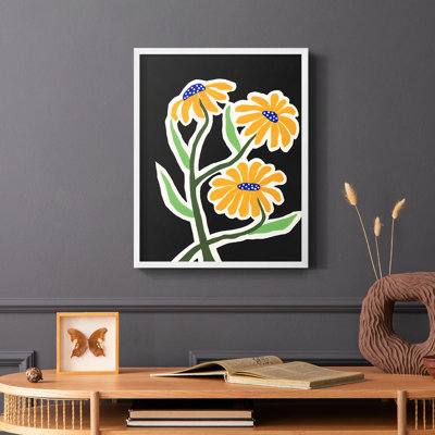 Pop Flowers I, reproduction encadrée - bois massif