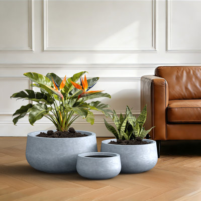 Ensemble de pots à fleurs en composite 3 pièces Lindlot