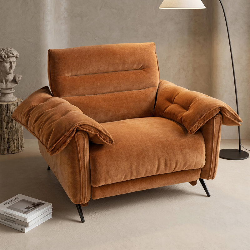  Fauteuil inclinable électrique surdimensionné 48 po avec ports USB-A et USB-C, accoudoirs coussinés et repose-pieds allongé, brun Sienna