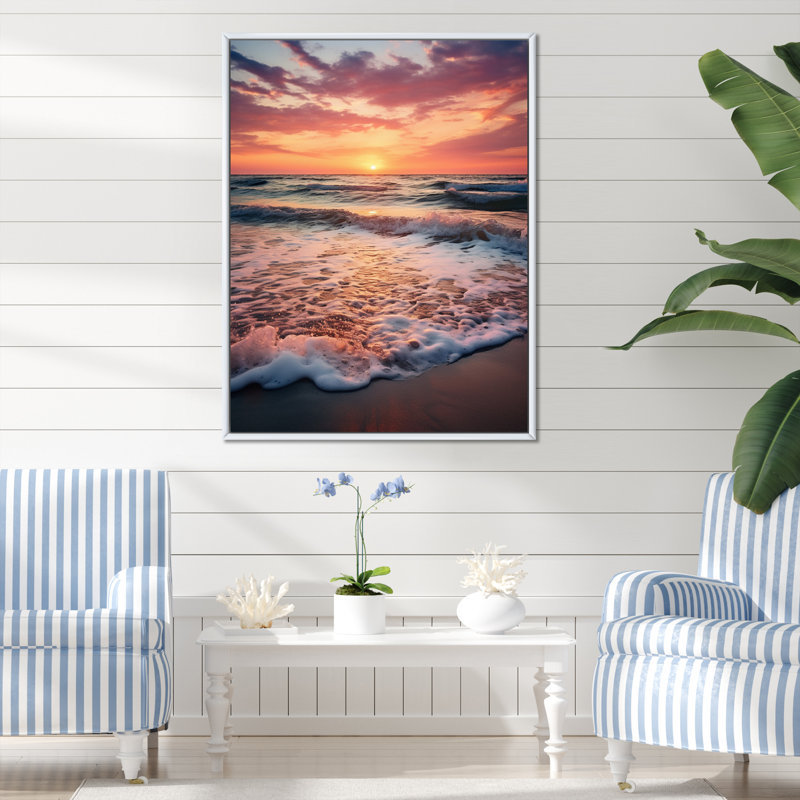 Brooklyn Beach, Golden Sands xiv sur toile, H 44 po x l 34 po x P 1,5 po, Cadre flottant blanc
