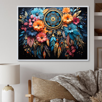 Teal Dream Catcher Dreams In - Dreamcatcher, art mural