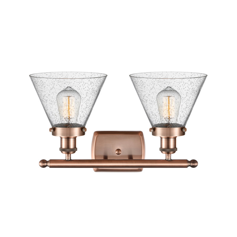 Éclairage pour meuble-lavabo à 2 lumières 18 po Ballston Urban Cone, DEL, Grainé, Cuivre antique