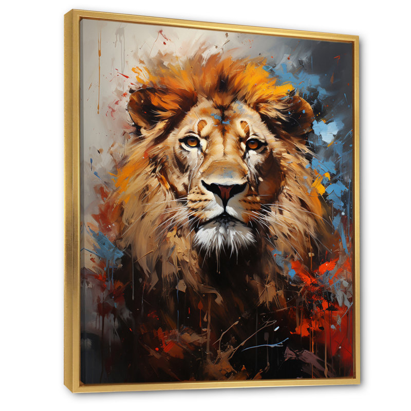 Lion Urban Wild Urban I - impression, H 20 po x l 12 po x P 1 po, Cadre flottant doré