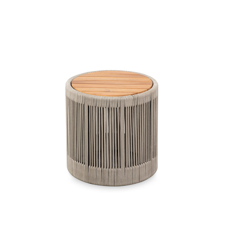 Table d'appoint ronde en bois d'acacia avec côtés en corde Layton