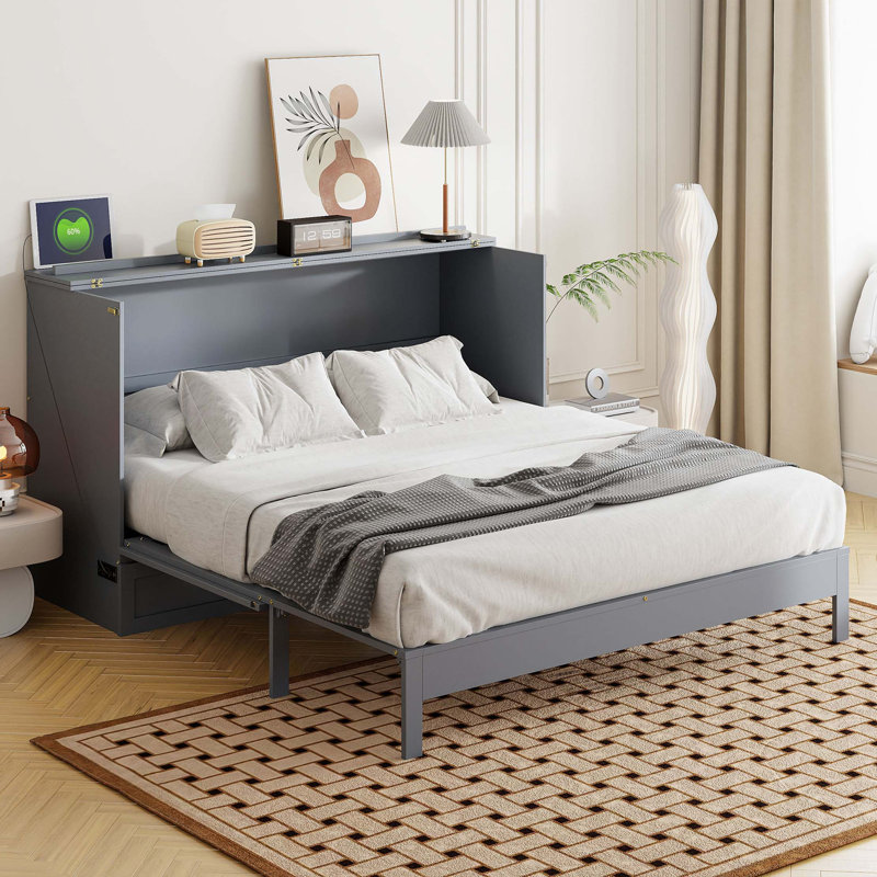 Lit escamotable avec grands tiroirs Murphy, Grand, gris