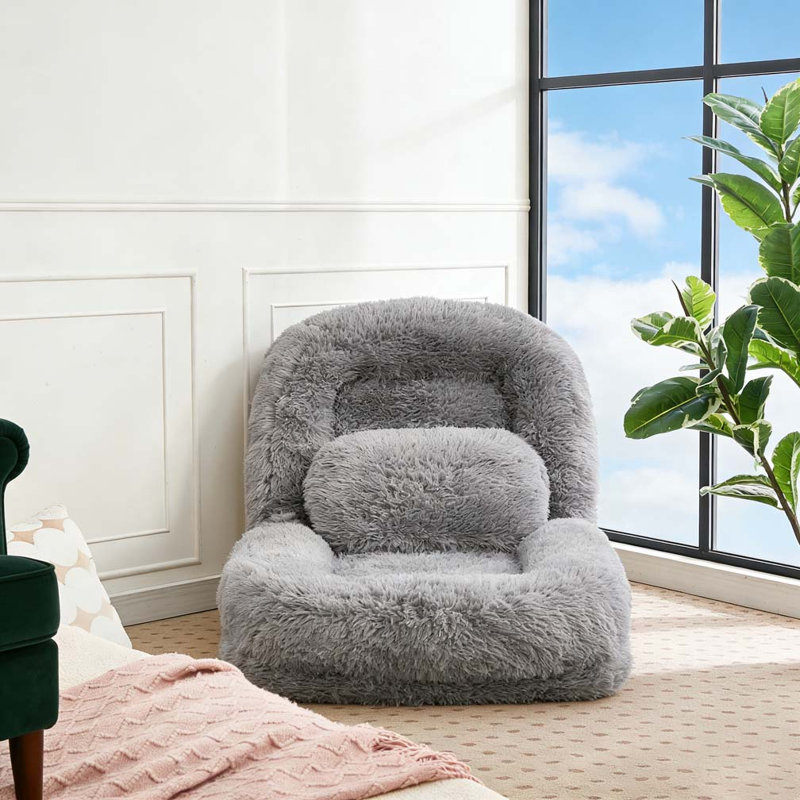 Lit pour chien humain, canapé paresseux, convertible réglable à 5 positions, Gris clair