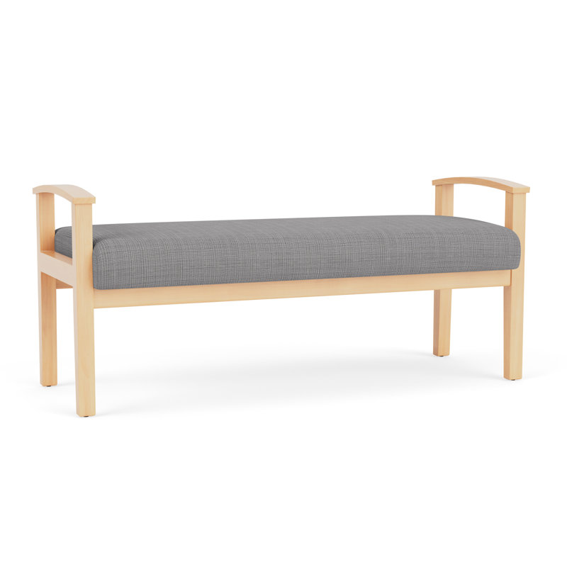 Banc en bois massif Amherst, Naturel, Gris chambray