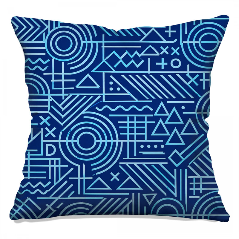 Coussins bleus à motif géométrique, 16 x 16 pouces