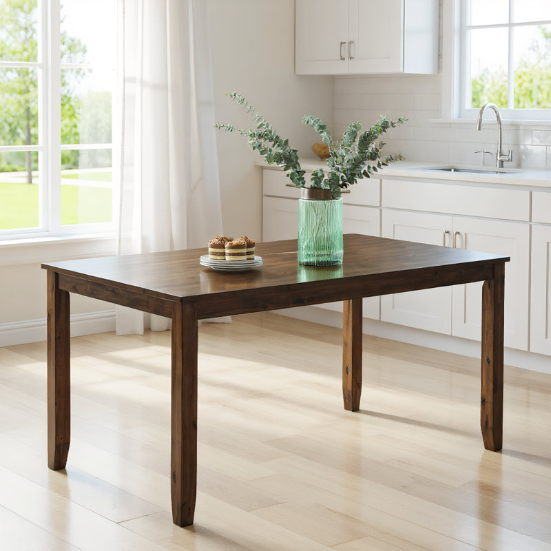 45.5" Retro Wooden Dining Table for 4, Solid Wood Legs, Easy Assembly, Kitchen, Living Room, Restaurant (Chairs Not Included)