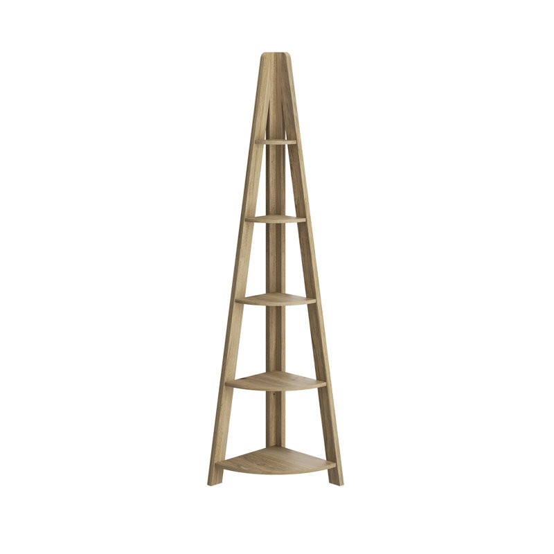 Gardi Corner Bookcase, Oak, 175.5" H x 39" W x 39" D