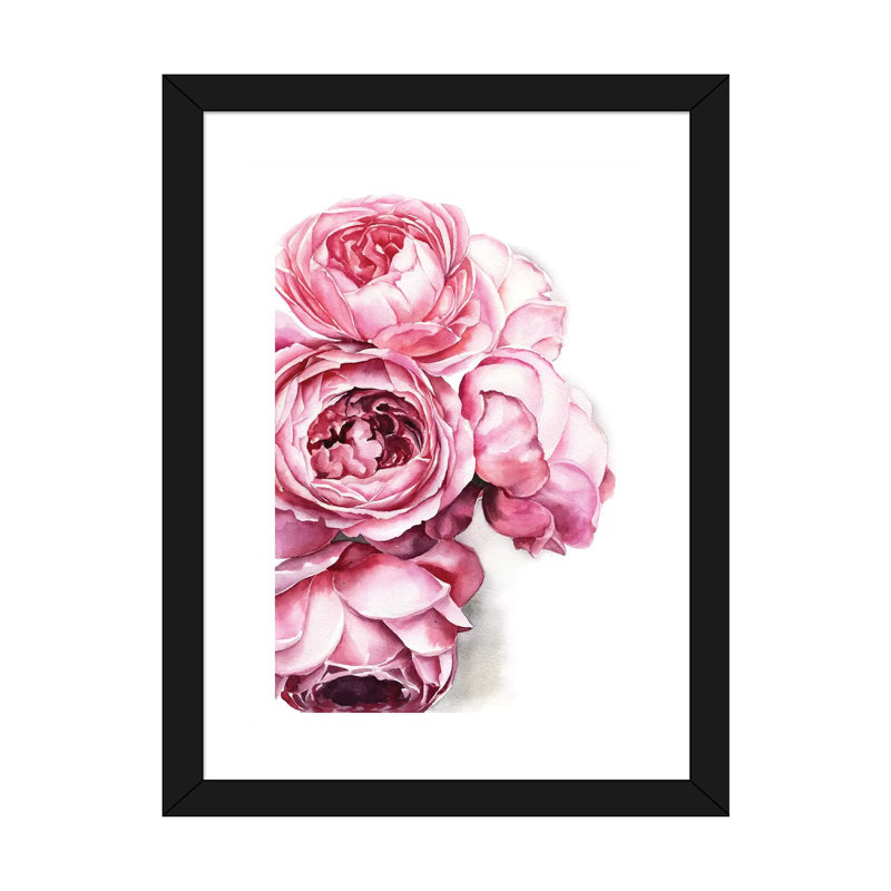 Pivoine par Kira Balan - reproduction d'art, Papier encadré noir, Blanc, H 32 po x l 24 po x P 1 po