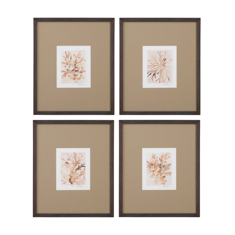 Parchment Coral, ensemble de 4 reproductions encadrées