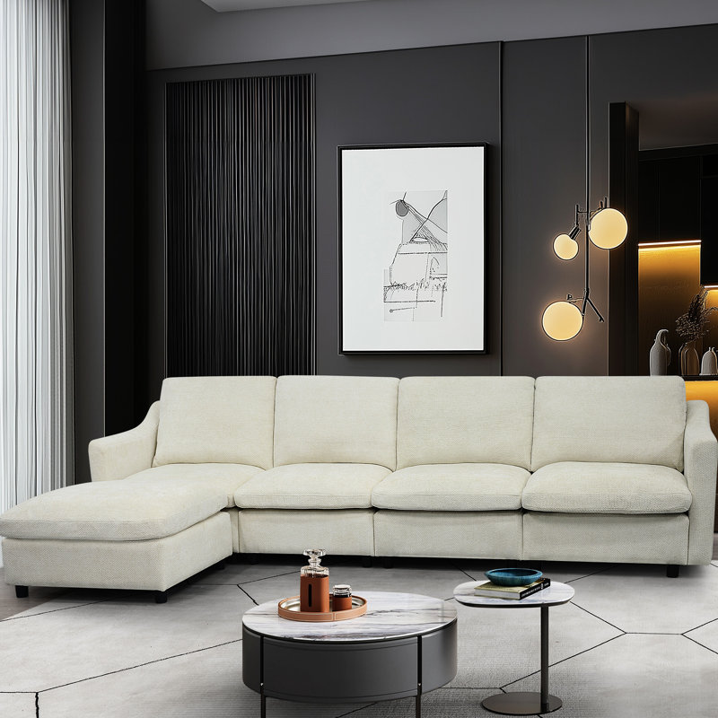 Tissu beige avec - Confortable, ergonomique pour appartement, salon, bureau, 4, conception, mousse à mémoire de forme