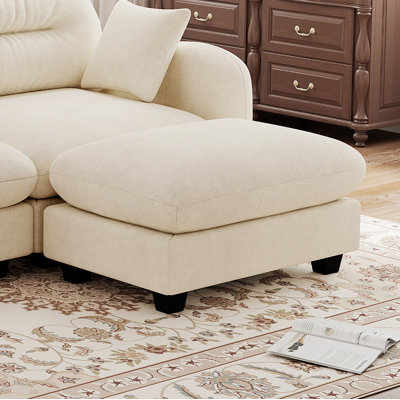 Repose-pieds en tissu chenille pour salon