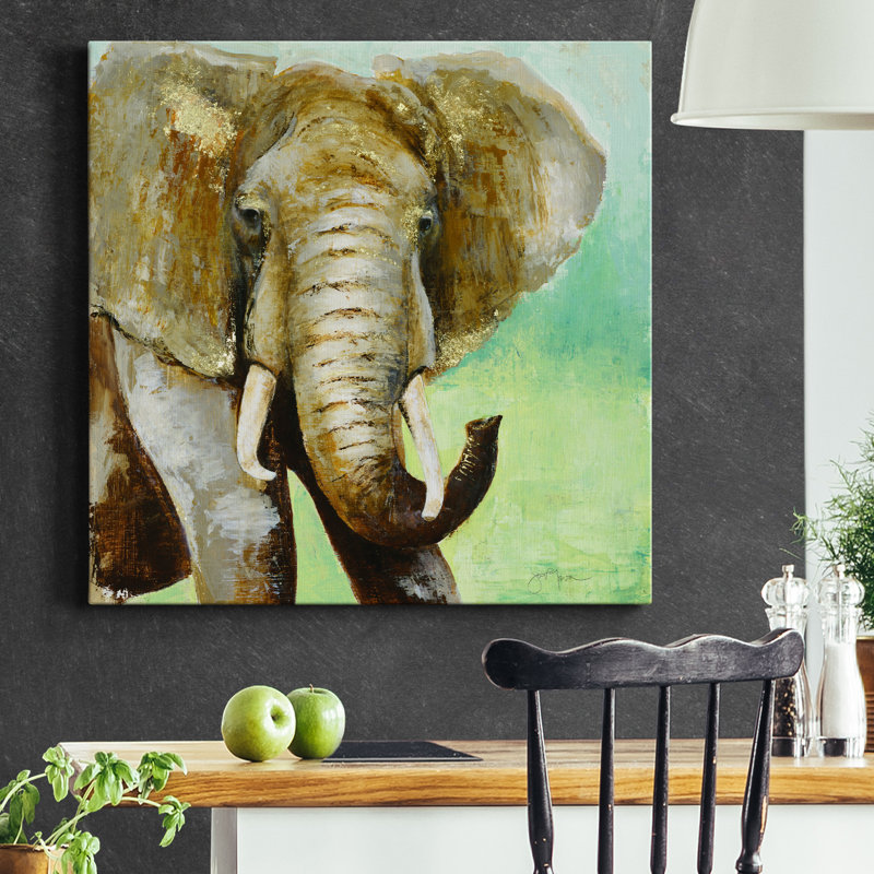 Painterly Elephant - reproduction d'art sur toile tendue, H 40 po x l 40 po x P 1 po