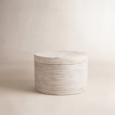 Travertine Large Round Box Cream