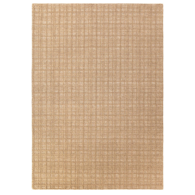 Beltsville Chequered Wool Hand Woven Area Rug, Rectangle 160 x 230 cm, Beige