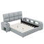 Grand lit plateforme tapissier avec table de chevet multimédia et tablettes de rangement-1645943980