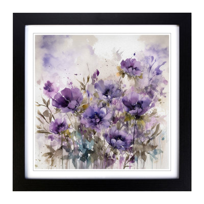 Lavender Flower Abstract Art No.1 - Single Picture Frame Print on Wood