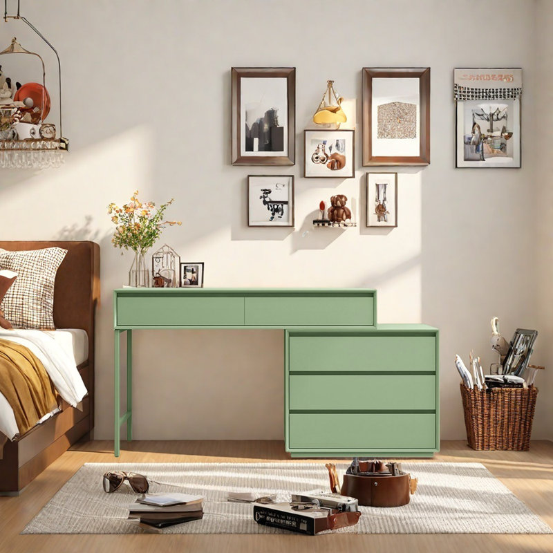 Cream Style Multi-Functional Dresser, Green