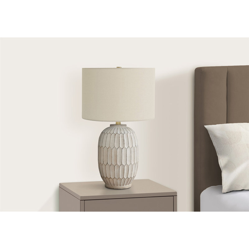 Lighting, H 24 po, lampe de table, résine crème, abat-jour ivoire / crème, transitionnel
