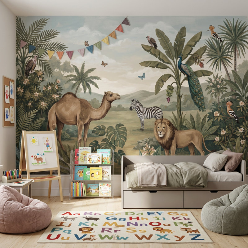 Décoration murale amovible de style rétro ciel nuageux, 200 po x 120 po, Texturé non collé