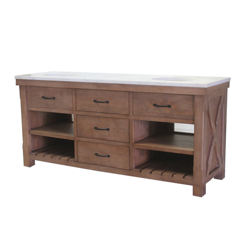 Caternia 72'' Double Bathroom Vanity with Carrara Marble Top