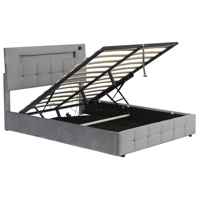 Solid Wood Bed, Grey