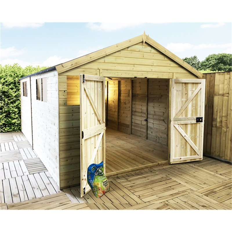 Izola Solid Wood Garden Shed, 4 ft. W x 15 ft. D