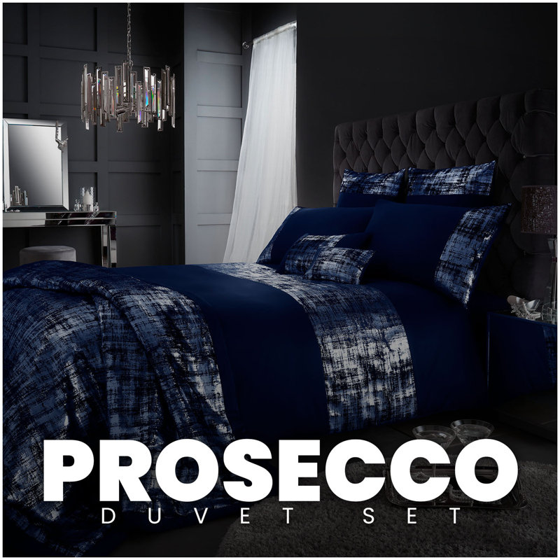 Polyester Solid Colour Duvet Cover with Pillowcases, Kingsize Duvet Cover + 2 Standard Pillowcase, Navy