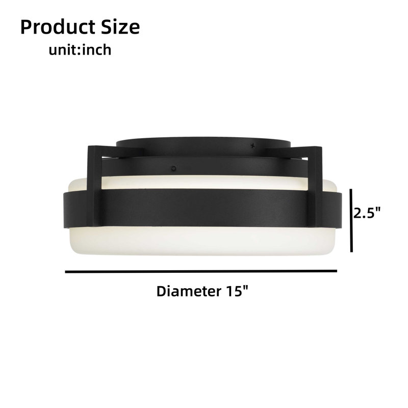 Luminaire encastré rond de 12 po à DEL de 12 po, plafonnier, cinq températures de couleur, 25 W, H 4,5 po x l 15 po x P 15 po