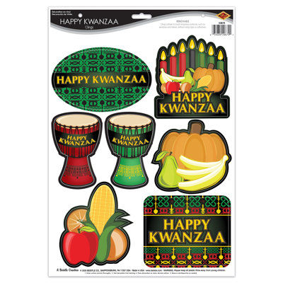 Happy Kwanzaa Clings - 12 po x 17 po Sh - paquet de 12