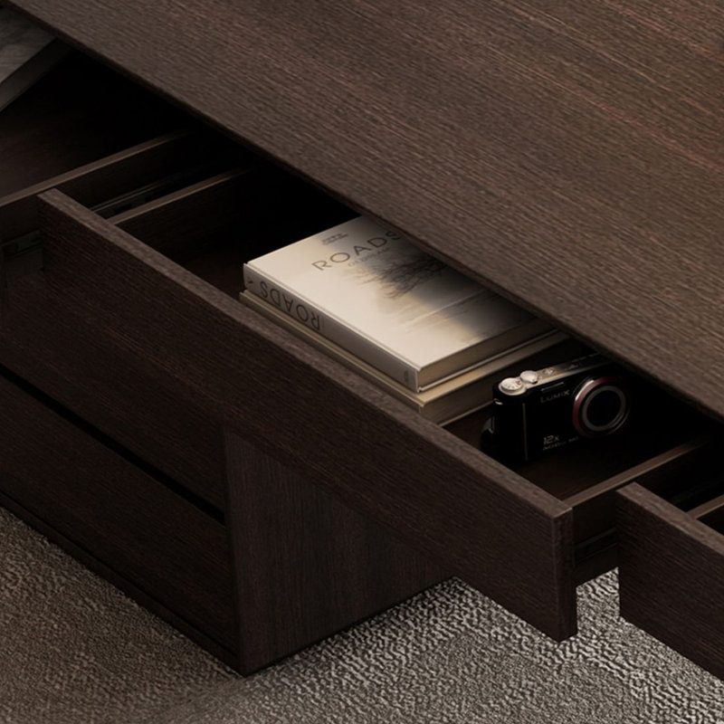 Bureau rectangulaire avec tiroirs en bois massif de couleur fumée, 29.53" H*78.74" W*27.56" D