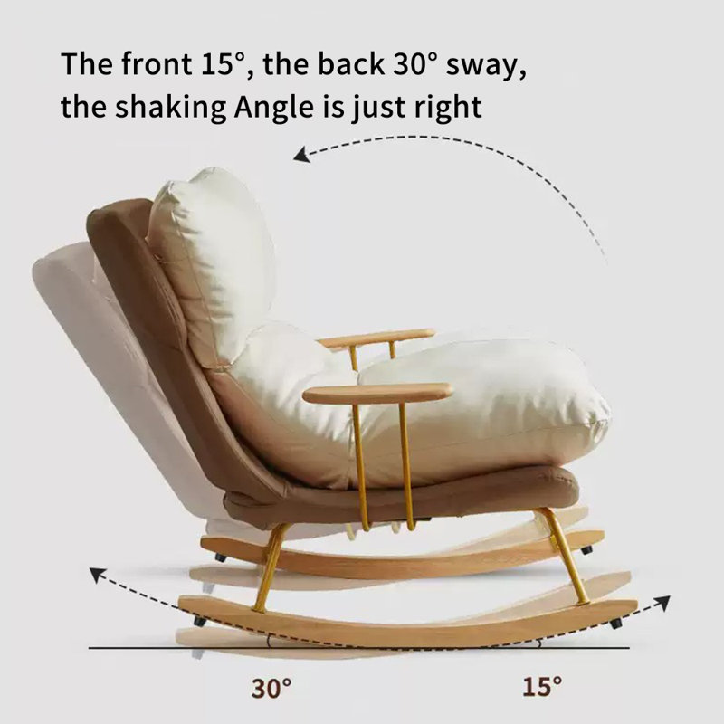 Chaise berçante réglable avec coussin amovible, Beige / café clair