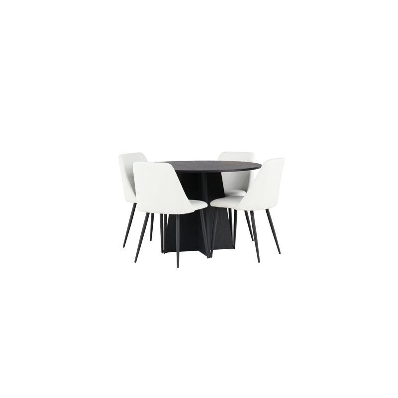 Beaty 4 - Person Dining Set, White, White