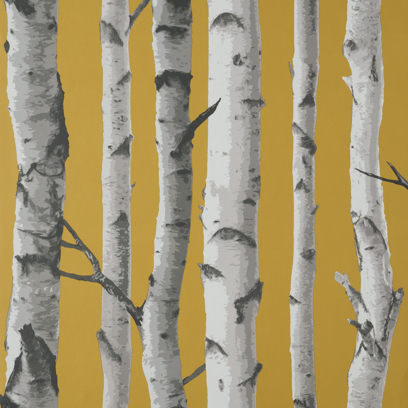 Birch Trees Wallpaper, Yellow