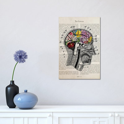 Brain Flower Collage Anatomy Print by Aged Pixel - Wrapped Canvas Print
