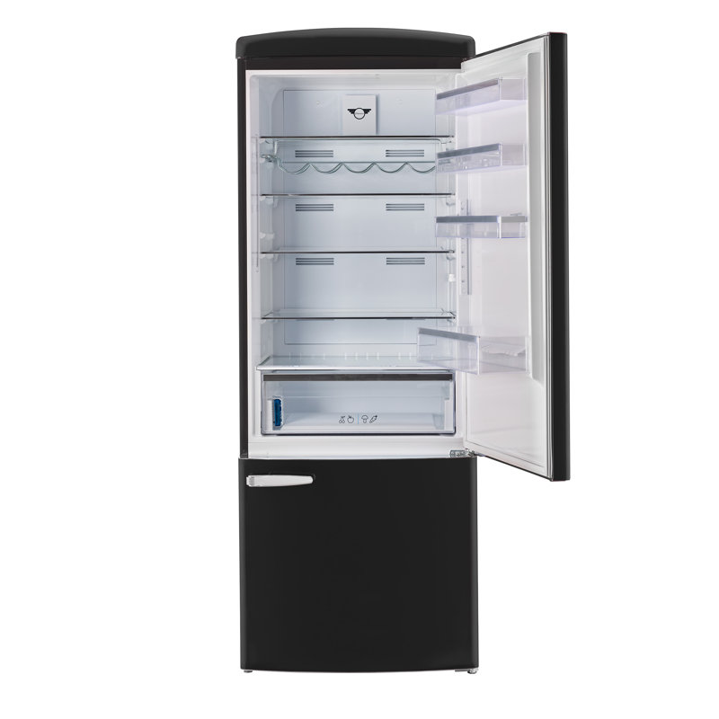 Réfrigérateur à congélateur inférieur sans givre 28 po Classic Retro 28,7 pi³ en été, Energy Star, Noir mat