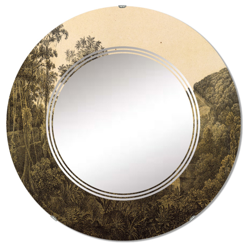 Nature de l'Amérique du Sud - Old Image VIII - Miroir mural rond traditionnel, 24 po x 24 po