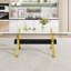 Dining Table. Modern Tempered Glass Dining Table. Large Modern Office Desk With Plated Metal Legs And MDF Crossbars, Suitable For Both Home And Office Use. Kitchen. 30 '' 1105-152507334-152507333