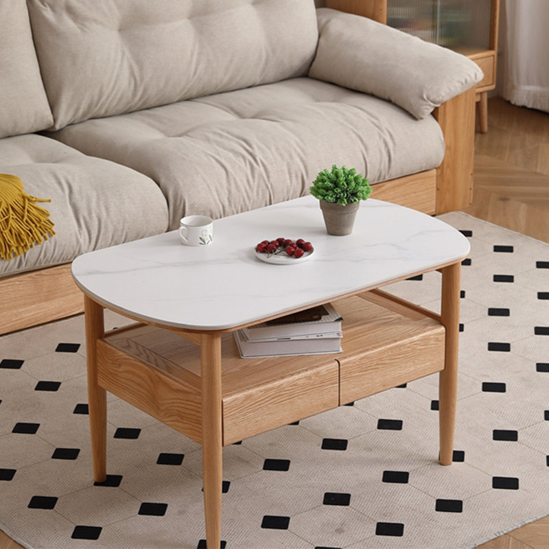 Table basse moderne simple ovale, H 23,6 po x L 39,4 po x P 23,6 po