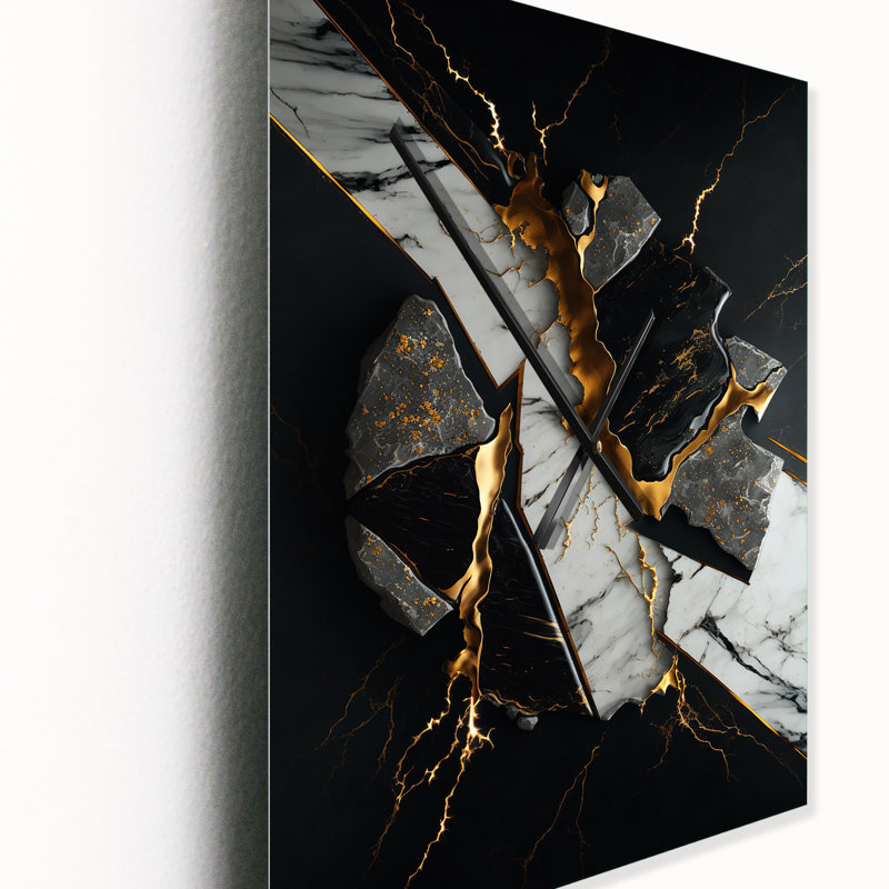 Abstract Geode III - Horloge murale abstraite en marbre, H 32 po x l 24 po x P 1 po