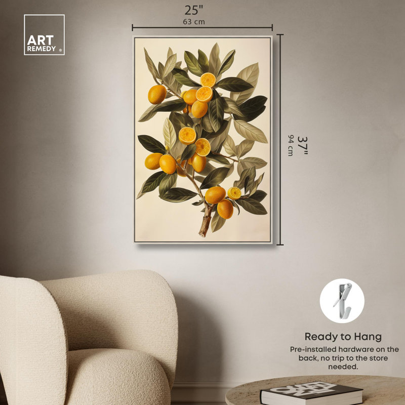 «Orange Oasis Glow» par Art Remedy, Encadrement argenté, H 37 po x l 25 po