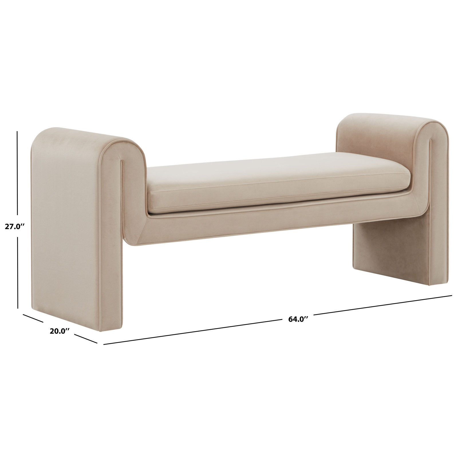 Deshai Velvet Bench, Light Brown