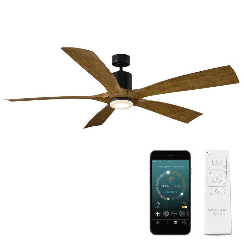 70" Aviator 5 - Blade Outdoor / Indoor Smart Ceiling Fan with Bluetooth Remote Control Included, Works With Alexa and iOS or Android App