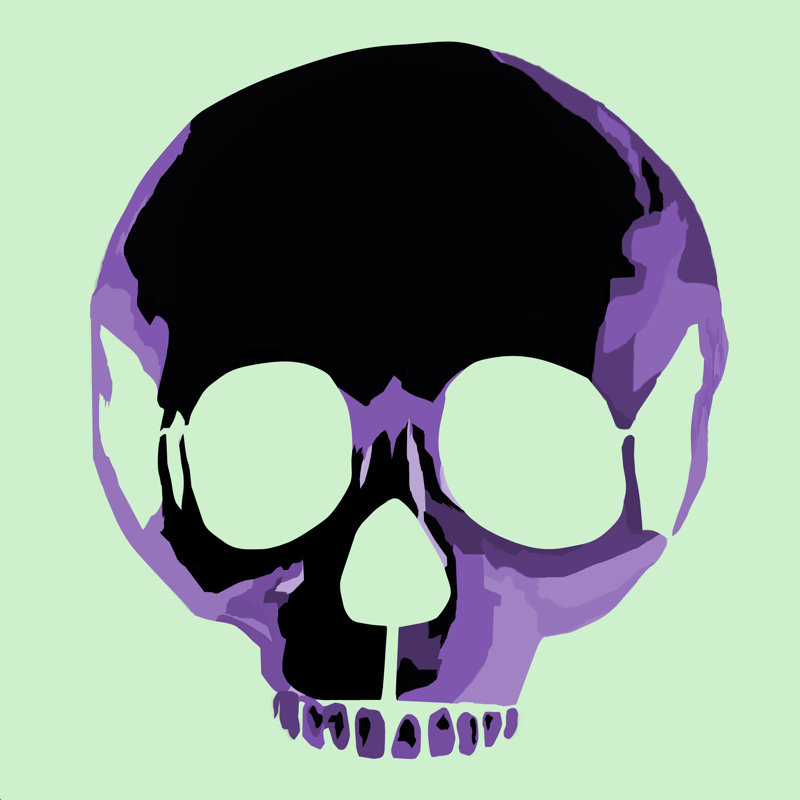 «Hassiel Amy Smith Purple Skull 1» par Amy Smith, reproduction sur toile tendue, H 12 po x l 12 po, Non, Toile tendue