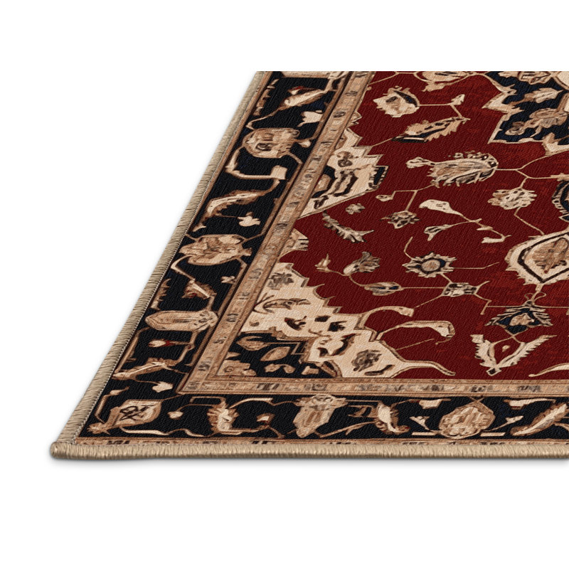 Machine Washable Persian Brown Area Rug, Round 5'