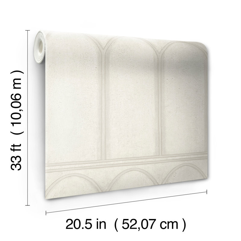 Rouleau de papier peint lisse L 33 po x l 20,5 po Arches, Beige / perle